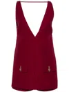 Gucci Red V-neck Twill Jumpsuit In Red