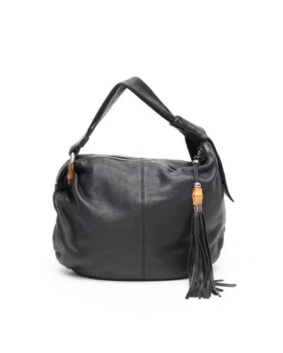 Gucci Jungle Bamboo Hobo Bag In Black
