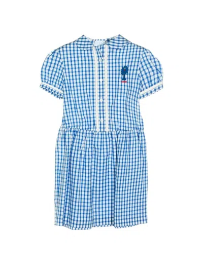 Gucci Kids' Mr Men Gingham-print Cotton Dress 4- In Blue