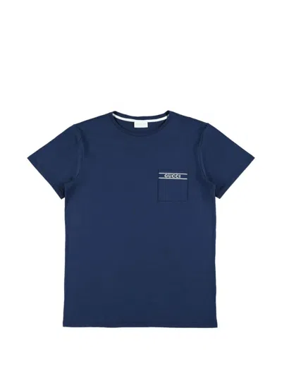 GUCCI JUNIOR SHORT SLEEVES T-SHIRT,854328.XJHNU 4087 PRUSSIAN BLUE WHITE