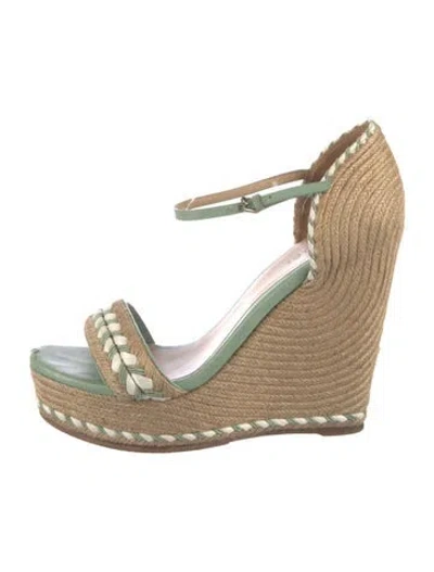 Pre-owned Gucci Jute Colorblock Pattern Espadrilles In Multi