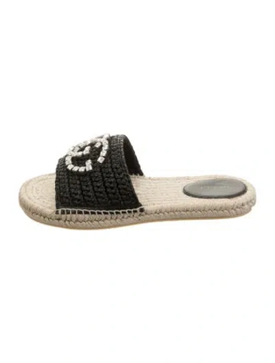 Pre-owned Gucci Jute Crystal Embellishments Espadrilles In Black