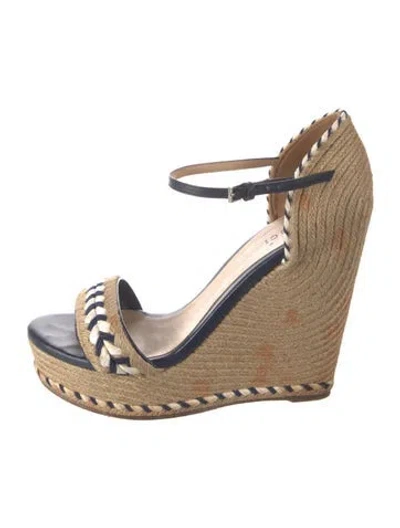 Pre-owned Gucci Jute Patterned Espadrilles