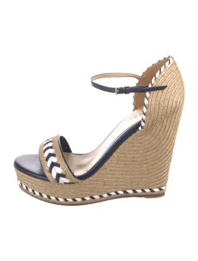 Pre-owned Gucci Jute Patterned Espadrilles In Neutral