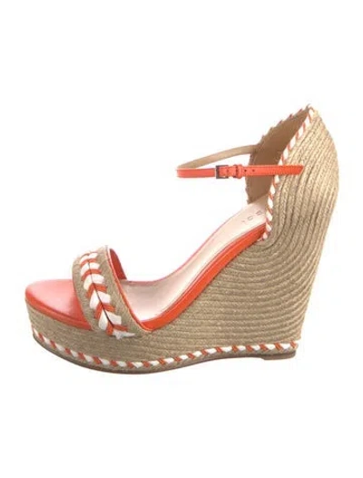 Pre-owned Gucci Jute Patterned Espadrilles In Orange