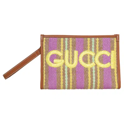 Pre-owned Gucci Jute Pouch 'multicolor'