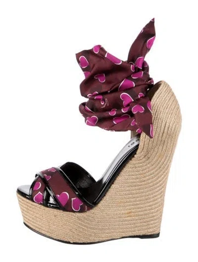 Pre-owned Gucci Jute Printed Espadrilles