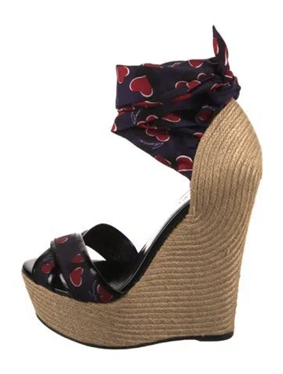 Pre-owned Gucci Jute Printed Espadrilles