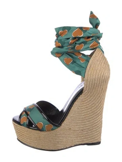 Pre-owned Gucci Jute Printed Espadrilles In Multi