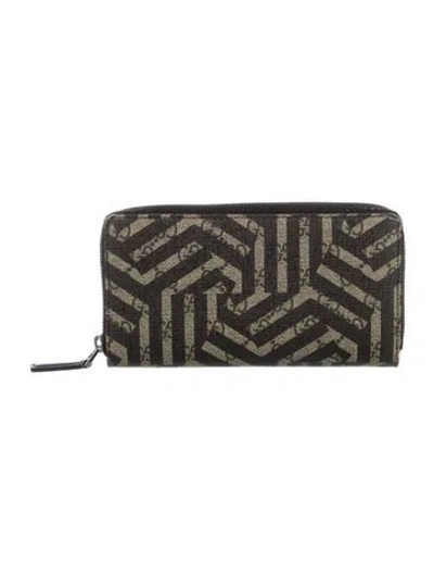 Pre-owned Gucci Kaleido Gg Supreme Continental Wallet In Black