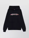 Gucci Men Blue Hoodie With Drawstring Hood And Logo Print On The Front In Jersey Man