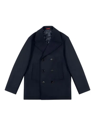 Gucci Midnight Blue Wool Coat In Animal Print