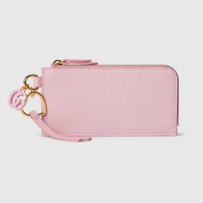 Gucci Card Case With Double G Charm In Pink