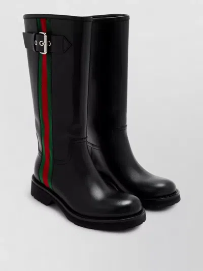 Gucci Kate Boot Block Heel Buckle Knee In Black