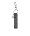 Gucci Logo Plaque Monogrammed Keychain In Gray