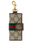 Gucci Canvas Keyring Holder Monogram Pattern In Brown
