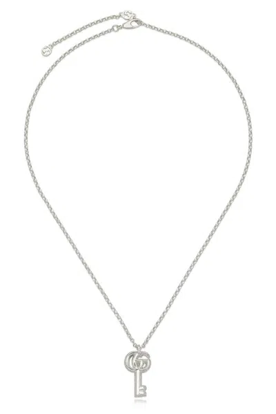 Gucci Key Logo Pendant Necklace In Metallic