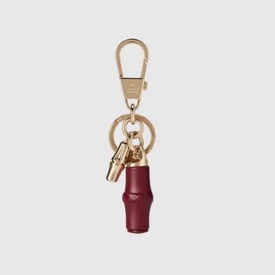 Gucci Keychain With Bamboo Details In Burgundy