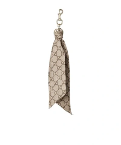 Gucci Keychain With Gg Silk In Multi