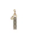 Gucci Ophidia Keychain In Gg Supreme Fabric Beige Men In Gold