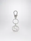Gucci Gg Keychain In Silver Metal In Gray
