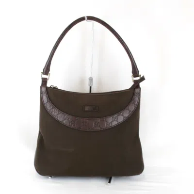 Pre-owned Gucci Khaki Canvas Shoulder Bag ()