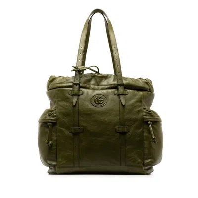 Pre-owned Gucci Khaki Leather Tote Bag ()