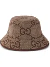 Gucci Jumbo Gg Wool Bucket Hat In Khaki