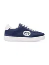 Gucci Interlocking G Suede-trimmed Sneakers In Blue