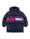 Gucci Hooded Padded Jacket In Blu