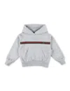 Gucci Web Horsebit Embellished Cotton Hoodie In Grigio