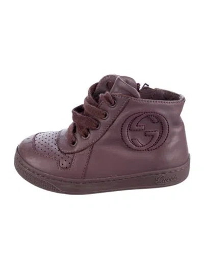 Pre-owned Gucci Babies' Kid's High Top Leather Shoes In Purple