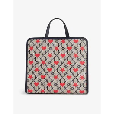 Gucci Beige Blu Mul/blu Kid's Printed Gg Canvas Tote Bag