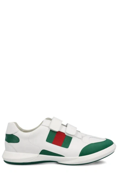 Gucci Kids' Web Leather Sneakers In Green