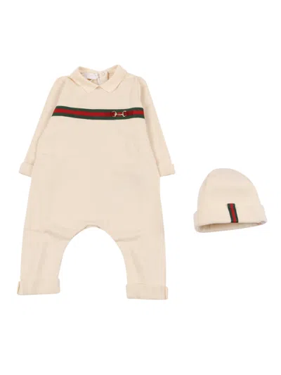 Gucci Kids B Gift Set Felted Cotton Jerse In Neutral