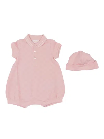 Gucci Kids B Gift Set Gg  Cotton Piquet In Pink