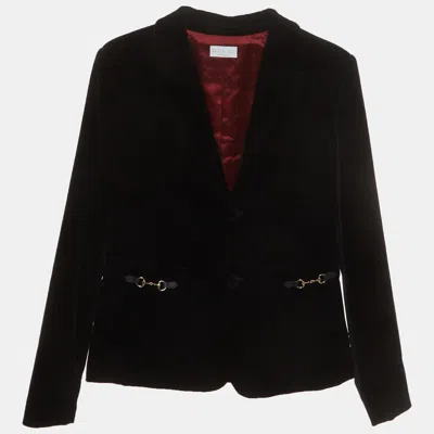 Pre-owned Gucci Kids Black Horsebit Detail Velvet Tailored Jacket 12yrs