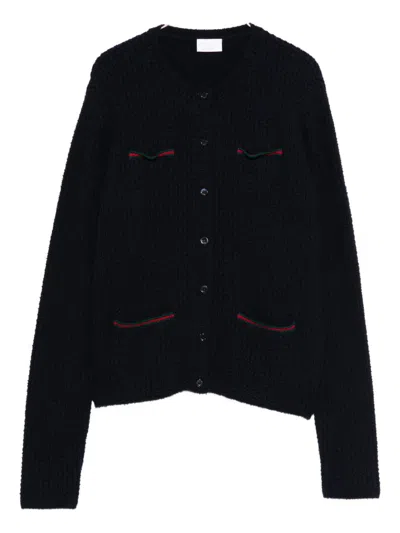 Gucci Kids Blue Cardigan With Buttons In Black