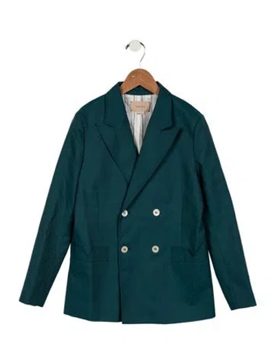 Pre-owned Gucci Kids Boys' Double-breasted Long-sleeved Jacket In Green