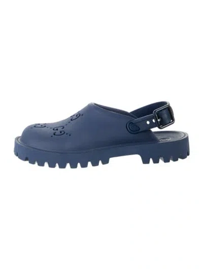 Pre-owned Gucci Kids Boys' Gg Logo Croc Sandals W/tags In Blue