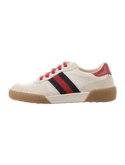 Pre-owned Gucci Kids Boys' Suede Capri Sneakers In Neutrals