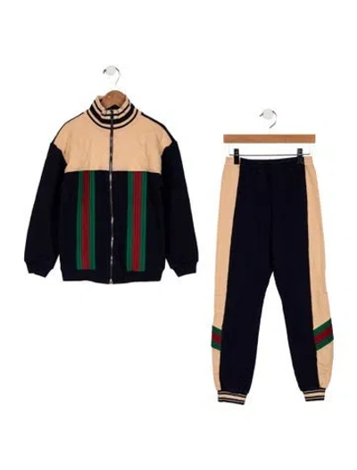 Pre-owned Gucci Kids Boys' Web Accent Casual Set In Blue