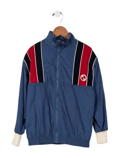 Pre-owned Gucci Kids Boys' Windbreaker Jacket In Blue