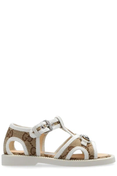 Gucci Kids Buckled Open Toe Sandals In Bianco