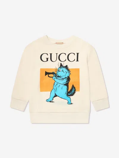 Gucci Kids Cat Print Sweatshirt In White