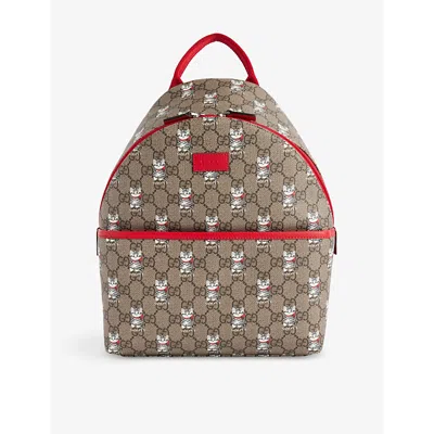GUCCI BE EBO MU/BR.H/B.H/B KIDS' CATS GG-MONOGRAM CANVAS BACKPACK