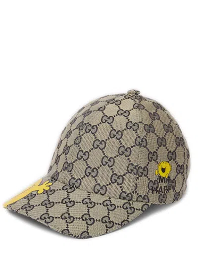 Gucci Kids Character Print Mini Hat With Web Closure For Boys In Neutral