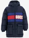Gucci Hooded Padded Jacket In Blu