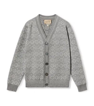 Gucci Kids Cotton Double G Cardigan In Gray