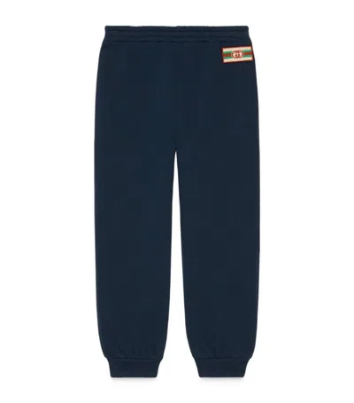 Gucci Kids' Cotton Logo-patch Sweatpants (4-12 Years) In Blue